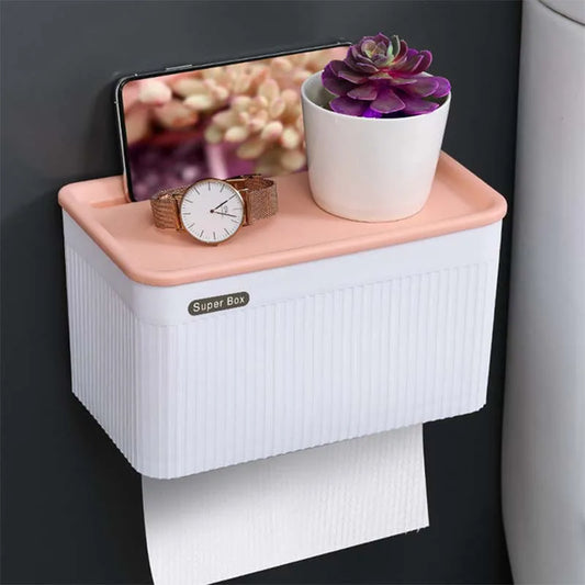 Wall Mount Toilet Paper Holder Tissue Box Waterproof Paper Towels Holder Case Storage Box Tray Portable Toilet Roll Holder