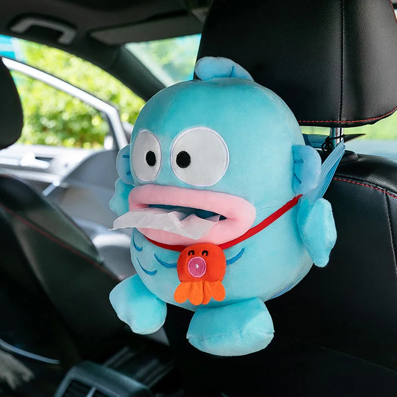 Hangyodon Creative Cartoon Plush Doll Tissue Box Napkin Holder Container Wet Tissue Paper Case Home Car Paper Storage Box