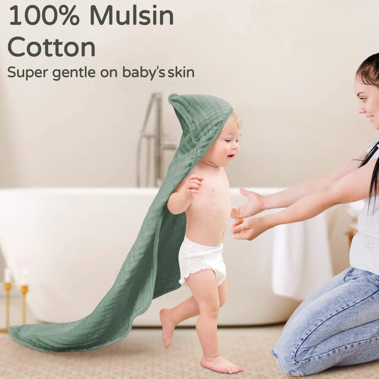 Large Baby Towel Soft 100% Muslin 6-layer Hooded Cotton Bath Baby Towel for Babies Infant Toddler Newborn Blankets Bath Towel