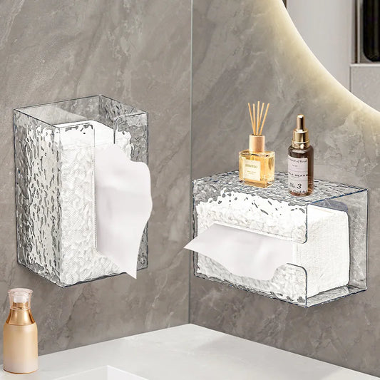 Bathroom Tissue Box Wall-mounted Paper Case Glacier Style Face Wash Towel Storage Container Sanitary Paper Holder Acrylic Boxes
