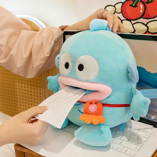 Hangyodon Creative Cartoon Plush Doll Tissue Box Napkin Holder Container Wet Tissue Paper Case Home Car Paper Storage Box